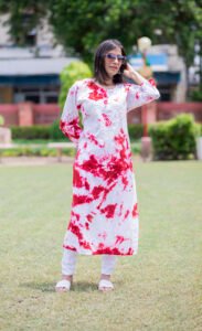 TAHIRA Red Lucknowi Tie Dye Kurta | Dobby Cotton | Handwork chikankari | Indian wear | Summer Cottons | Ethnic wear | lucknowi chikankari | Lucknowi Near Me