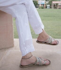 PARINA Lucknowi Chikankari Georgette Pants | Handwork Chikankari Bottom | Dyeable | Sleek look | Made in India | Sustainable | Viscose georgette |