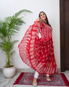 DILNAAZ Lucknowi Chikankari Anarkali | faux Georgette | Handwork chikankari | Indian wear | Summer Wear| Ethnic wear | lucknowi chikankari | 56 Kali Kurta |