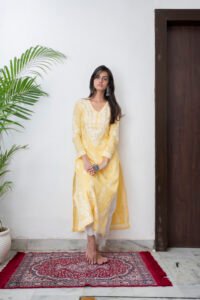 FALAK Linen Lucknowi Chikankari Kurta | Linen Cotton | Handwork chikankari | Indian wear | Summer Cottons | Ethnic wear | lucknowi chikankari | Pastels