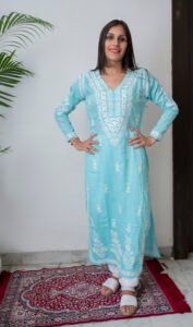 Falak linen lucknowi chikankari kurta | linen cotton fabric | Handwork chikankari | Indian wear | Summer Cottons | Ethnic wear | lucknowi chikankari | breathable