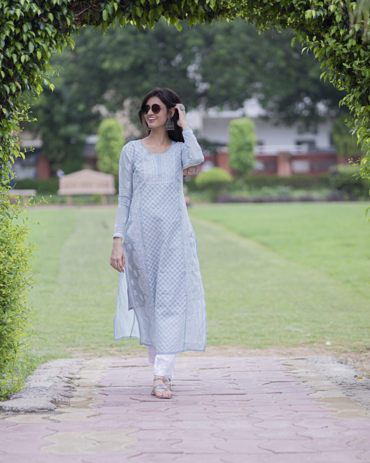 NAFS Grey Lucknowi Chikankari Kurta - Image 7