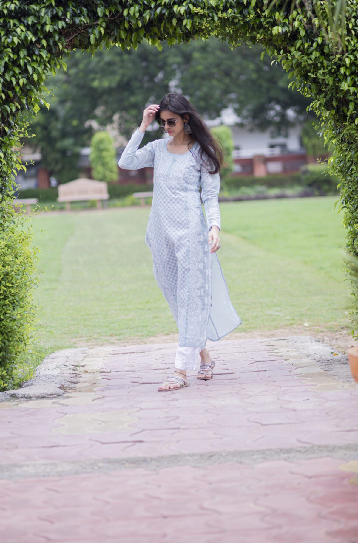 NAFS Grey Lucknowi Chikankari Kurta